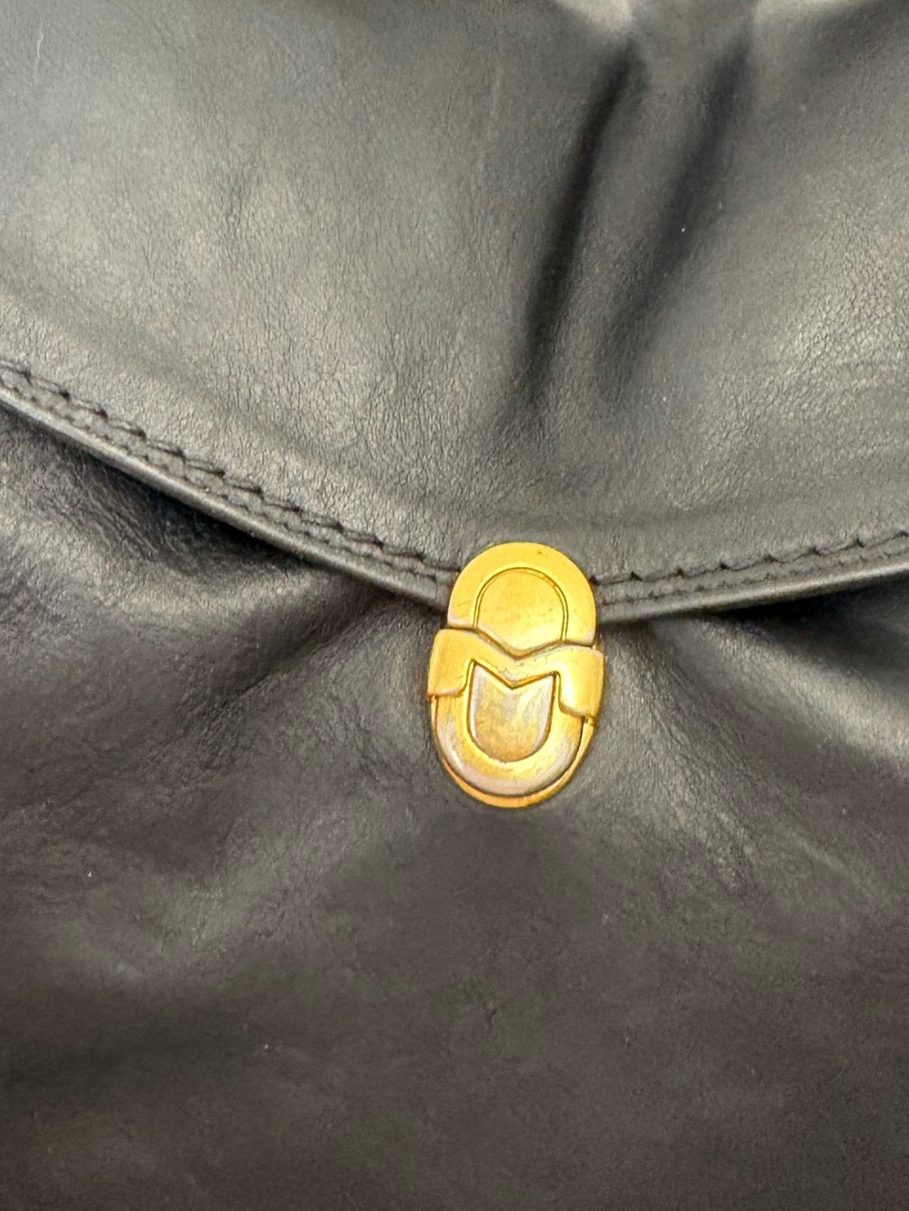 Marino Orlandi Black and Brown Leather Bucket Shoulder Bag with Gold Hardware - Picture 8 of 13